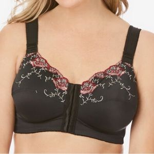 Embroidered Black Bra